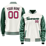 Custom White Kelly-Green Solid Color Varsity Letterman Jacket JA02240617LH469