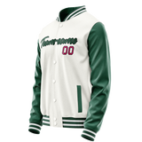Custom White Kelly-Green Solid Color Varsity Letterman Jacket JA02240617LH469
