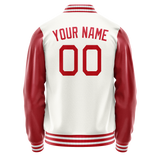 Custom White Texas-Orange Solid Color Varsity Letterman Jacket JA02240617LH470