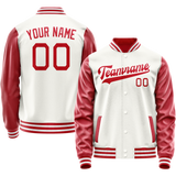 Custom White Texas-Orange Solid Color Varsity Letterman Jacket