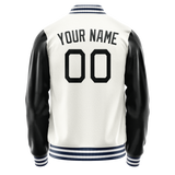 Custom White Black Solid Color Varsity Letterman Jacket JA02240617LH465