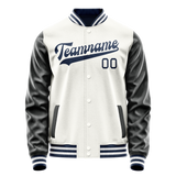 Custom White Black Solid Color Varsity Letterman Jacket JA02240617LH465