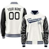 Custom White Black Solid Color Varsity Letterman Jacket JA02240617LH465