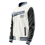 Custom White Black Solid Color Varsity Letterman Jacket JA02240617LH465