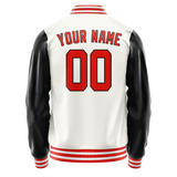 Custom White Black Solid Color Varsity Letterman Jacket JA02240617LH460