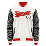 Custom White Black Solid Color Varsity Letterman Jacket JA02240617LH460