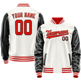 Custom White Black Solid Color Varsity Letterman Jacket