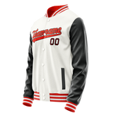 Custom White Black Solid Color Varsity Letterman Jacket JA02240617LH460