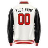 Custom White Black Solid Color Varsity Letterman Jacket JA02240617LH463