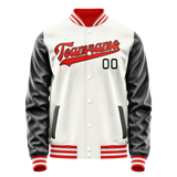 Custom White Black Solid Color Varsity Letterman Jacket JA02240617LH463