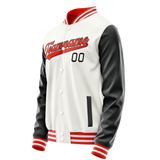 Custom White Black Solid Color Varsity Letterman Jacket JA02240617LH463