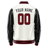 Custom White Black Solid Color Varsity Letterman Jacket JA02240617LH461