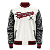 Custom White Black Solid Color Varsity Letterman Jacket JA02240617LH461