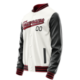 Custom White Black Solid Color Varsity Letterman Jacket JA02240617LH461