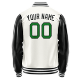 Custom White Black Solid Color Varsity Letterman Jacket JA02240617LH467