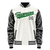 Custom White Black Solid Color Varsity Letterman Jacket JA02240617LH467