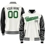 Custom White Black Solid Color Varsity Letterman Jacket JA02240617LH467