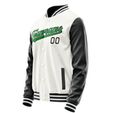 Custom White Black Solid Color Varsity Letterman Jacket JA02240617LH467