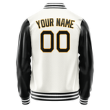 Custom White Black Solid Color Varsity Letterman Jacket JA02240617LH475