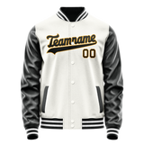 Custom White Black Solid Color Varsity Letterman Jacket JA02240617LH475