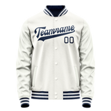 Custom White Navy Solid Color Varsity Letterman Jacket JA02240617LH464