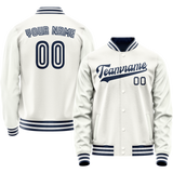 Custom White Navy Solid Color Varsity Letterman Jacket