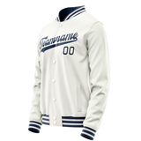 Custom White Navy Solid Color Varsity Letterman Jacket JA02240617LH464
