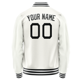 Custom White Black Solid Color Varsity Letterman Jacket JA02240617LH457