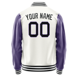 Custom White Purple Solid Color Varsity Letterman Jacket JA02240617LH466