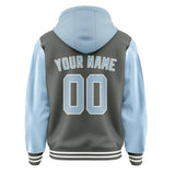 Custom Dark Grey Light Blue Jacket