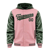 Custom Light Pink Dark Green Jacket