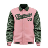 Custom Light Pink Dark Green Jacket