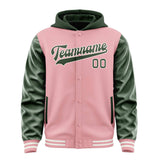 Custom Light Pink Dark Green Jacket