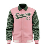 Custom Light Pink Dark Green Jacket