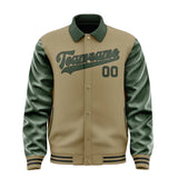 Custom Light Khaki Dark Green Jacket