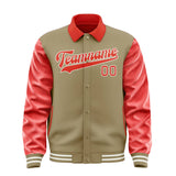 Custom Light Khaki Orange Red Jacket