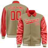 Custom Light Khaki Orange Red Jacket