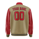 Custom Light Khaki Red Jacket