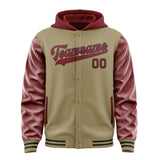 Custom Light Khaki Crimson Red Jacket