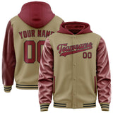 Custom Light Khaki Crimson Red Jacket
