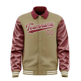Custom Light Khaki Crimson Red Jacket