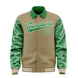 Custom Light Khaki Emerald Green Jacket