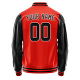 Custom Orange Black Solid Color Varsity Letterman Jacket JA02240617XE354