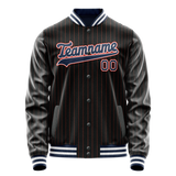 Custom Black Royal Orange Pinstripe Varsity Letterman Jacket JA02240617HF035