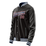 Custom Black Royal Orange Pinstripe Varsity Letterman Jacket JA02240617HF035