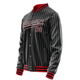 Custom Black Orange White Pinstripe Varsity Letterman Jacket JA02240617HF044