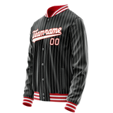 Custom Black Orange White Pinstripe Varsity Letterman Jacket JA02240617HF038