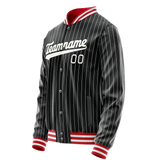 Custom Black White Gray Pinstripe Varsity Letterman Jacket JA02240617HF047