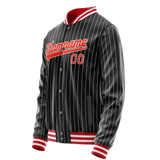 Custom Black Orange Gray Pinstripe Varsity Letterman Jacket JA02240617HF037