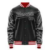 Custom Black White White Pinstripe Varsity Letterman Jacket JA02240617HF043